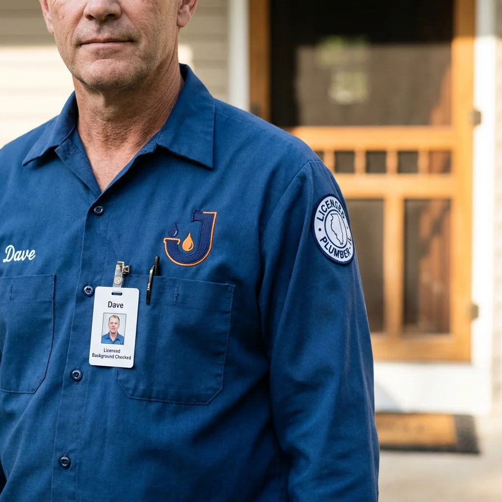 Licensed plumber showing ID badge in Ronkonkoma, NY