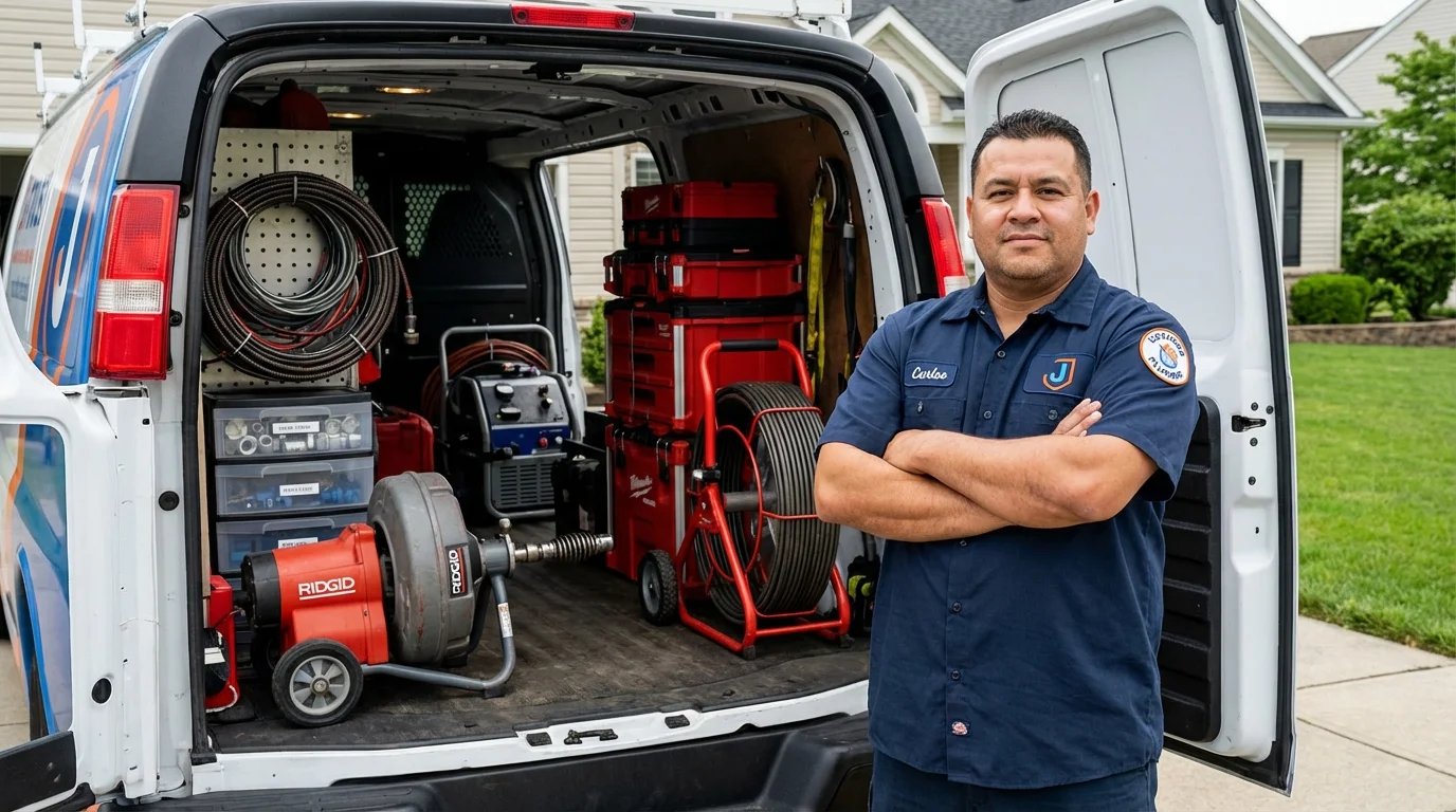 Professional drain cleaning equipment and Johns Plumbing LLC plumber in Ronkonkoma
