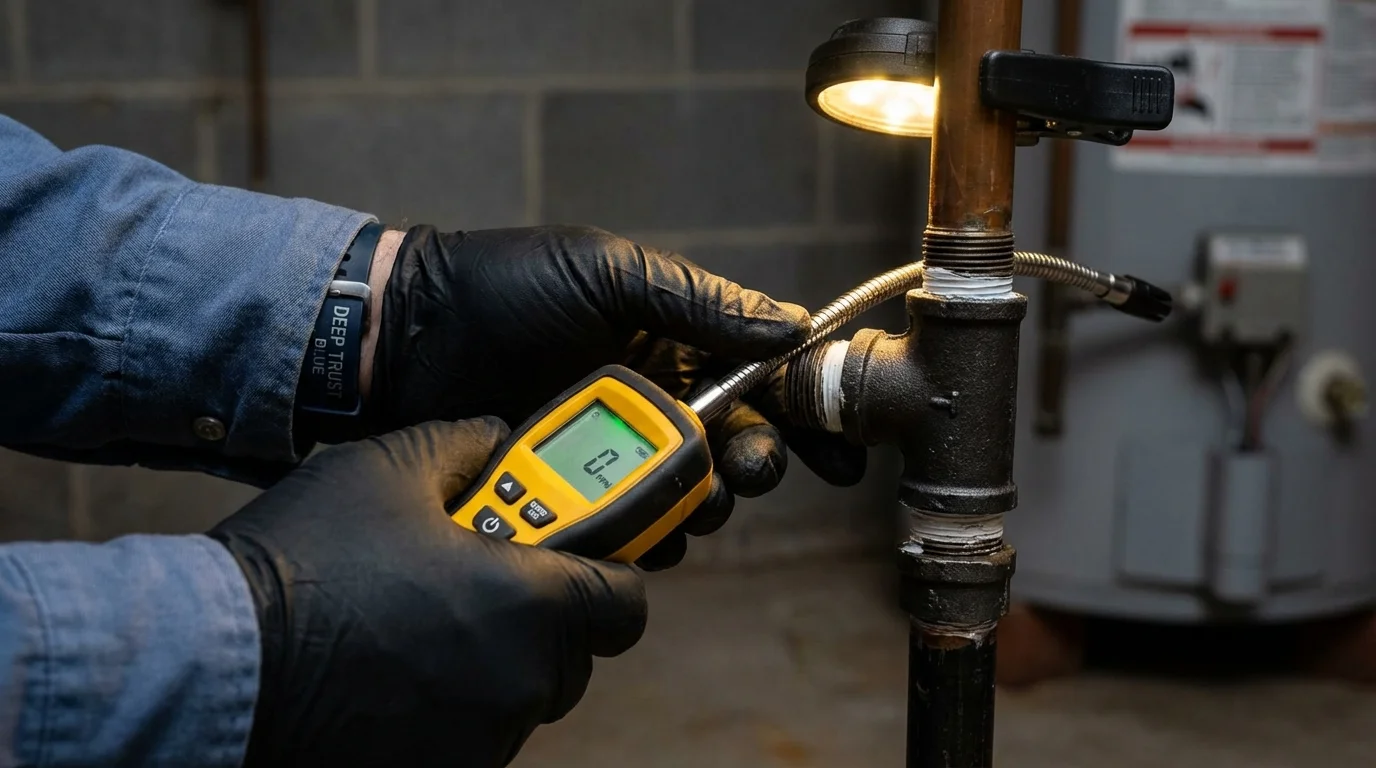 Gas leak detection with electronic sniffer by Johns Plumbing LLC in Ronkonkoma