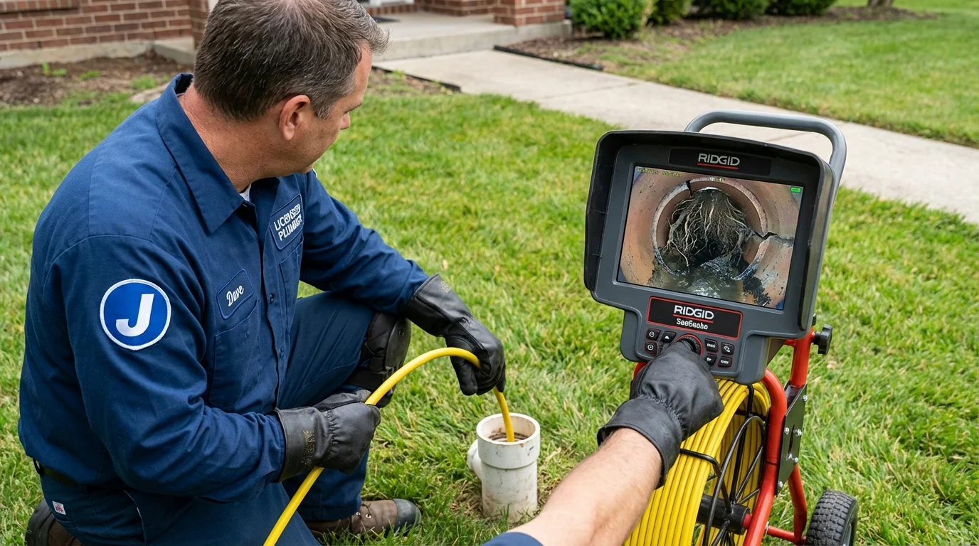 Sewer camera inspection being performed by Johns Plumbing LLC in Ronkonkoma